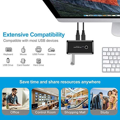 xiwai JSER KVM USB 2.0またはUSB 3.0スイッチセレクター 2ポートPC キーボードマウススキャナープリンター用4つのデバイスを共有 (USB 3.0)_7