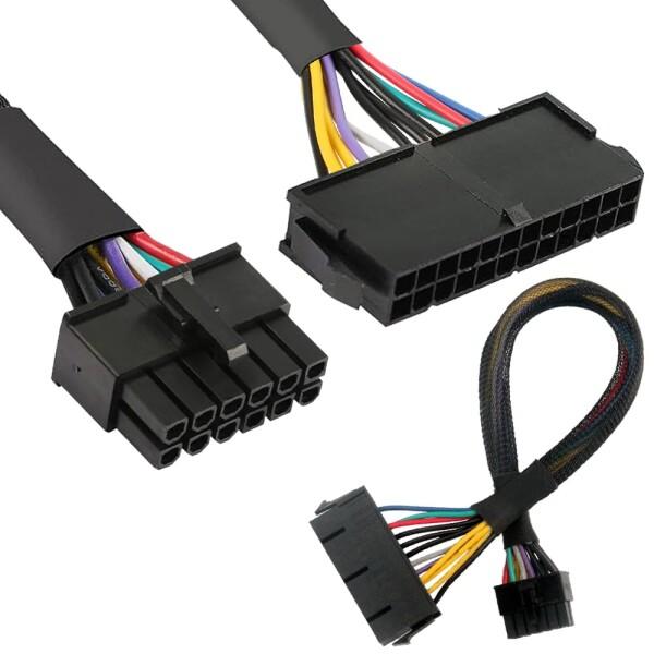Xiatiaosann 24 ピン 12 ピン ATX PSU 主電源アダプター ケーブル、24 ピン 12 ピン ATX PSU 主電源アダプター編組スリーブ ケーブル、サポート 1150 と 1151 マザーボード、エイサー Q87 Q87H3 Q87H3-AM 用(