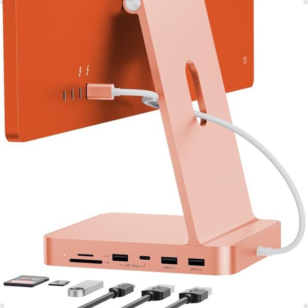 PULWTOP 7 in 1 USB C ハブ iMac 24インチ 2021/2023専用 iMac M1/M3 アクセサリー USB Hub ハブ M.2 NVMe SSDスロット搭載 (SSD含まない) 1 x USB-C 3.2 Gen 2, 1 x USB-A 3.2 Gen 2, 2 x USB 2.0, ＭicroSD/TF カードリーダー オ