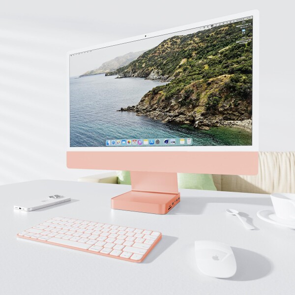 PULWTOP 7 in 1 USB C ハブ iMac 24インチ 2021/2023専用 iMac M1/M3 アクセサリー USB Hub ハブ M.2 NVMe SSDスロット搭載 (SSD含まない) 1 x USB-C 3.2 Gen 2, 1 x USB-A 3.2 Gen 2, 2 x USB 2.0, ＭicroSD/TF カードリーダー オ_1