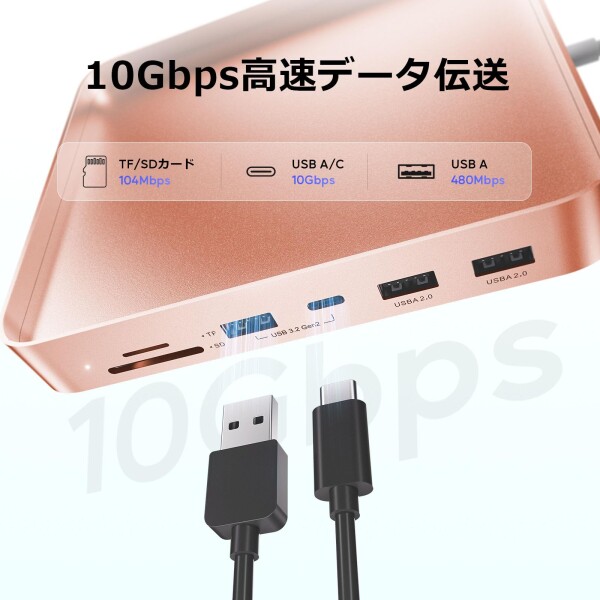 PULWTOP 7 in 1 USB C ハブ iMac 24インチ 2021/2023専用 iMac M1/M3 アクセサリー USB Hub ハブ M.2 NVMe SSDスロット搭載 (SSD含まない) 1 x USB-C 3.2 Gen 2, 1 x USB-A 3.2 Gen 2, 2 x USB 2.0, ＭicroSD/TF カードリーダー オ_3