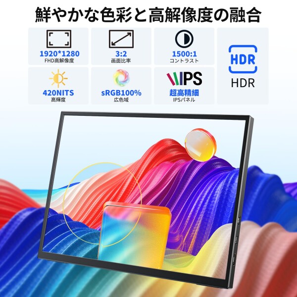 KEEPTIME モバイルモニター 10.5インチ FHD1280P モバイル