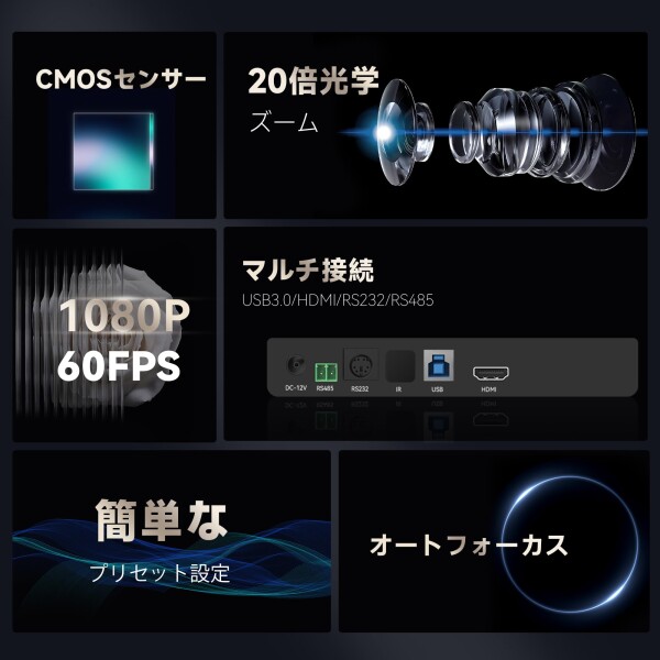 Tenveo PTZカメラweb会議ビデオウェブカメラ20倍光学ズーム1080P 60FPS広角 ptz WebカメラUSB3.0/HDMI/RS232出力少人数会議ライブ配信病院教育業務用_1