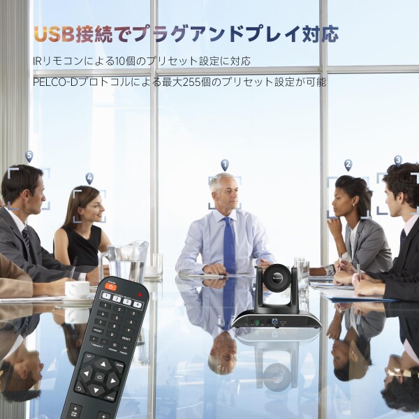 Tenveo PTZカメラweb会議ビデオウェブカメラ20倍光学ズーム1080P 60FPS広角 ptz WebカメラUSB3.0/HDMI/RS232出力少人数会議ライブ配信病院教育業務用_4