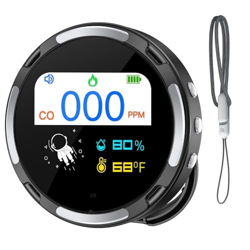 LSENLTY ポータブル一酸化炭素検知器 IP65防水 一酸化炭素検知器 CO通知機能付き 96時間待機時間 旅行/車/車両/航空機/キャンプ用CO検知器 3 In 1 CO モニター (温度、湿度、CO) 日本語説明書 黒の通販は