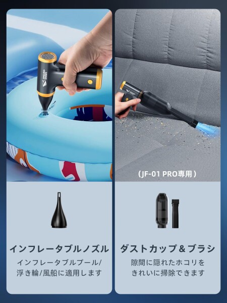 Smiling Shark 電動エアダスター JF01,超強力エアダスター 150000RPM 無段階風量調整 LEDライト付き 吹き出し/吸い込み/空気入れ 長時間連続使用 ブラシ付き Type-C充電式 残量表示 自動OFF機能 小_6
