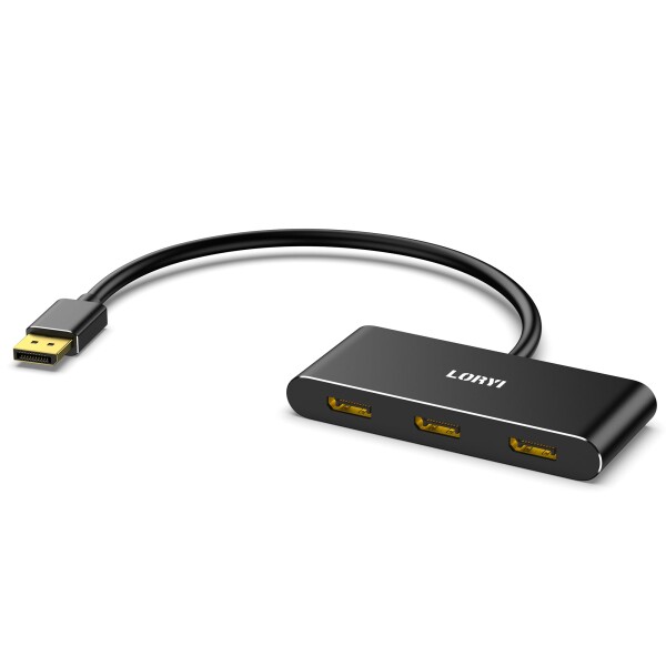 3ポート DisplayPort 1.4 スプリッター DisplayPort to 3 DP MST ハブ モニター スプリッター DisplayPort 拡張 シングル8K、デュアル4K 120Hz 60Hz Windowsのみ