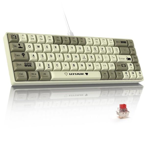 MAMBASNAKE×AJAZZ AK680 有線ゲーミングキーボード 赤軸 軽量 メカニカルキーボード ホットスワップ対応 小型68キー RGB照明 ボール型キーキャップ EVAサンドイッチ WIN/MAC/ANDROID対応 —グレー