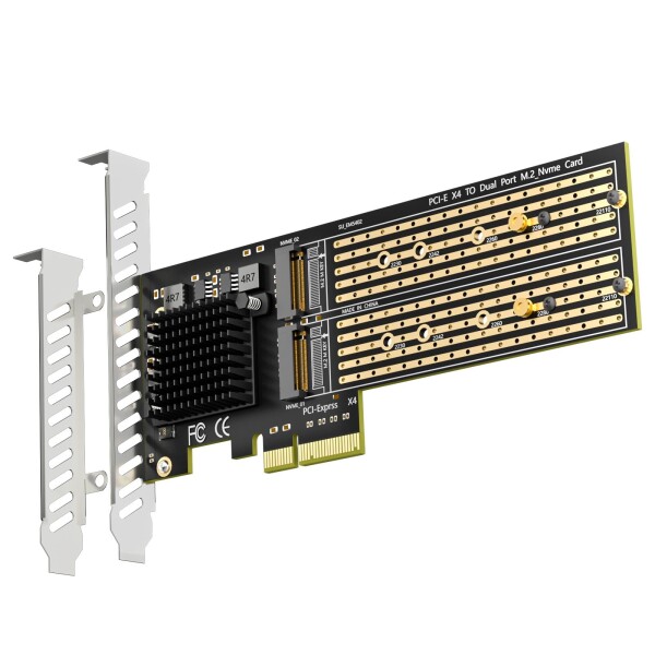 GLOTRENDS PA20 2枚のM.2 PCIe 変換アダプタ, PCIe 3.0 x4 インターフェース, PCIe 分岐機能に対応, M.2 NVMe ソフト RAID に対応
