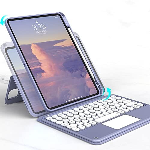 磁気吸着 iPad Air 11インチ M2/ Air 第5/4世代 10.9インチ キーボード ケース 縦置き タッチパッド搭載 丸型キー マグネット カバー iPad Air5 Air4 分離式 キーボード付き Apple Pencil 充電可能 (黒)の通販は