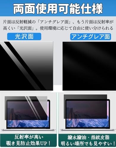 23.6インチ(16:9)プライバシーフィルター 覗き見防止フィルター ブルーライトカット パソコン PC モニター 液晶保護フィルム 反射防止 両面使用可能 着脱簡単