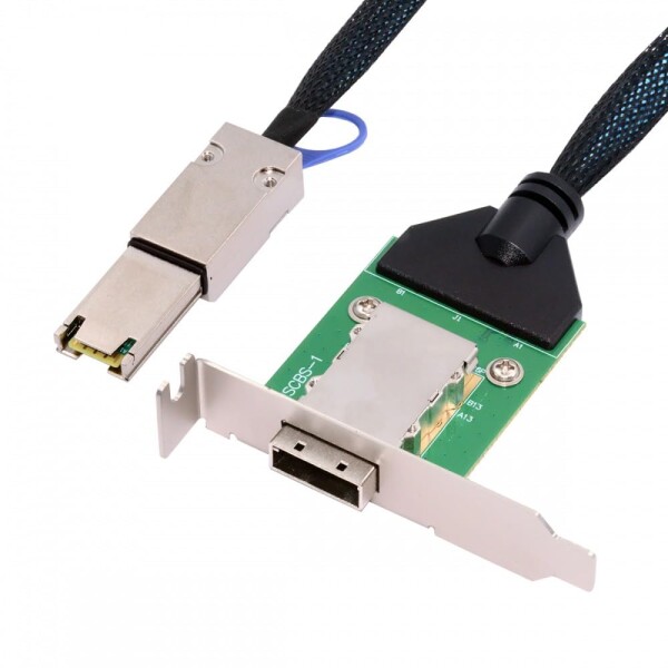 CY 内部 Mini SAS SFF-8087 オス - 外部 SFF-8088 メス延長ケーブル PCBA、ロープロファイル ブラケット付き