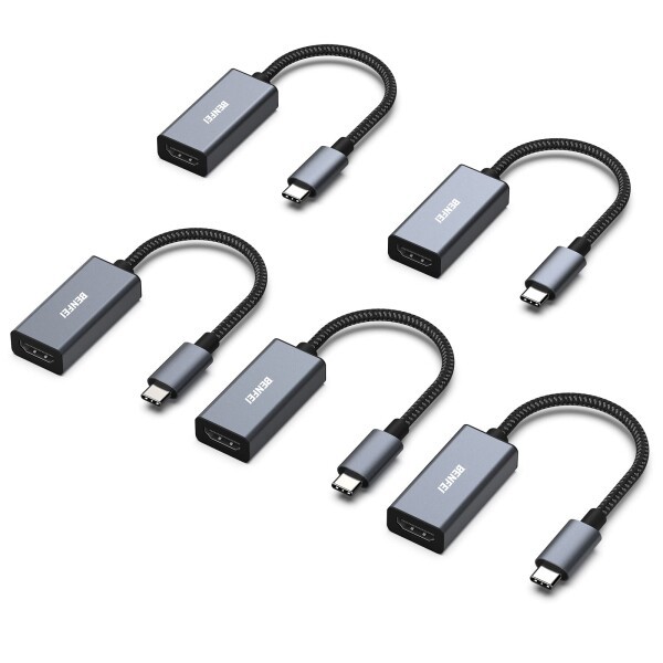 BENFEI 5個 USB C - HDMI 変換アダプタ 4K USB Type-C HDMI アダプタ (Thunderbolt 3 / 4) 互換タイプC HDMI 変換 (4K@30Hz 映像出力) iPhone 15 Pro/Max, MacBook Pro/Air 2023, iPad Pro, iMac, S23, XPS 17 などに対応…の通販は 5,674円