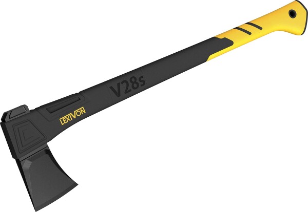 LEXIVON 斧・斧 キャンプ ・手斧、薪割り用斧、71.1cm (28インチ) 軽量ガラス繊維強化プラスチックのハンドル＆人間工学に基づいたTPRグリップ、専用カバー付き、薪割りに大活躍（LX-V28S）
