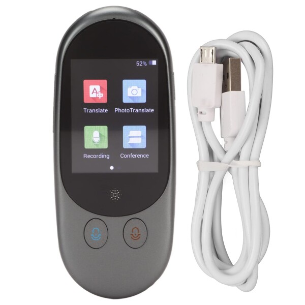 言語翻訳デバイス、アップグレード モデル 85 言語ポケット音声翻訳機サポート オフライン/WiFi/ホットスポット、双方向 2.4 インチ タッチ スクリーン インスタント翻訳デバイス(グレー)