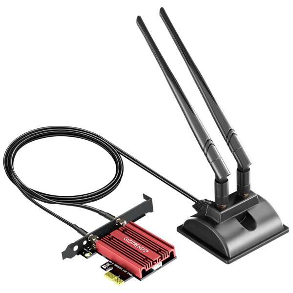 GLOTRENDS WiFi 7 無線LANカード(デスクトップPC用2m延長アンテナ付属)、Intel BE200NGW チップ、802.11be、Bluetooth 5.4、Windows 11/10/Linux対応、Mac OS/Windows 7/XP非対応、AMDマザーボード非対応の通販は