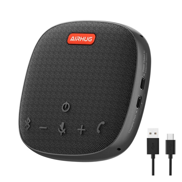 AIRHUG スピーカーフォン スピーカーマイク 会議用 Bluetooth対応 USB-C接続 360?全方向集音 エコーキャンセリング機能 Web会議スピーカー オンライン会議 テレワーク 在宅勤務 Skype/Zoom/Facetime/W