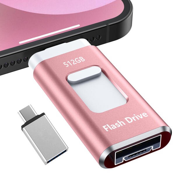 Phone用USBメモリ 4in1 USBメモリ512GB phone用外付けメモリ 高速USB3.0 タイプc usbメモリー IOS/Android/PC/Macに対応 phone兼用 バックアップ アプリ不要 スマホ usbメモリ phone 写真データ保存 スマホ容