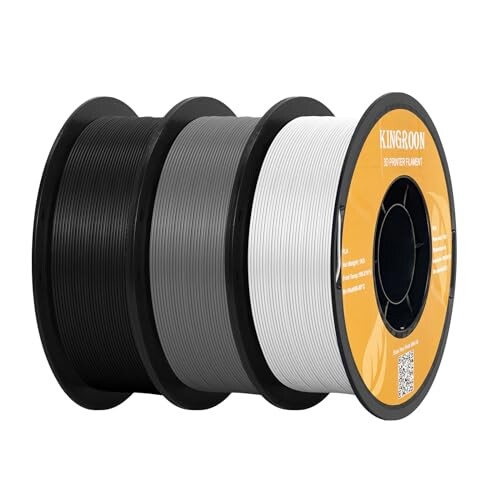 Kingroon PLA フィラメント直径 1.75mm (3KG/6.6 ロイド)、高寸法精度 +/- 0.03mm、高密度生分解性プラスチック環境に優しい印刷材料、FDM に最適、初心者プリンター、黒 + 白 + グレー PLA …