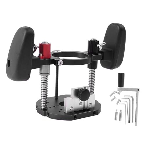FTtool 大工用 ベース リフトベース アルミ製 プランジベース 63.5-65mm直径 40mm高さ調節可能 昇降調整 ハンドル付き トリマー用 ルーター用 DIY道具 ブラックの通販は