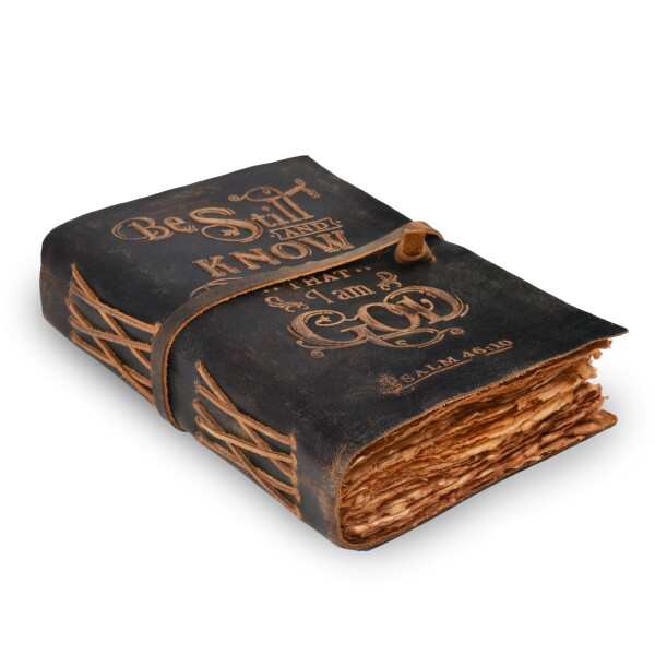 LEATHER VILLAGE 祈りの日記 詩篇 46:10 エンボス加工日記 - 10x7 インチ 革綴じ聖書研究日記 - 200 ページ ハンドメイド コットン デッケル エッジ ペーパー - カプチーノ ブラウンの通販は