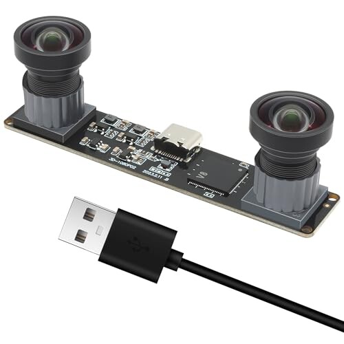 1080P 60FPS USB ステレオ カメラ モジュール 400万画素 3D デュアルレンズ 115°視野角 同期型 ウェブカム VR 視覚分析 顔認証 ウェブカム パソコン PCカメラ ストリーミング USBプラグ&プレイ Linu