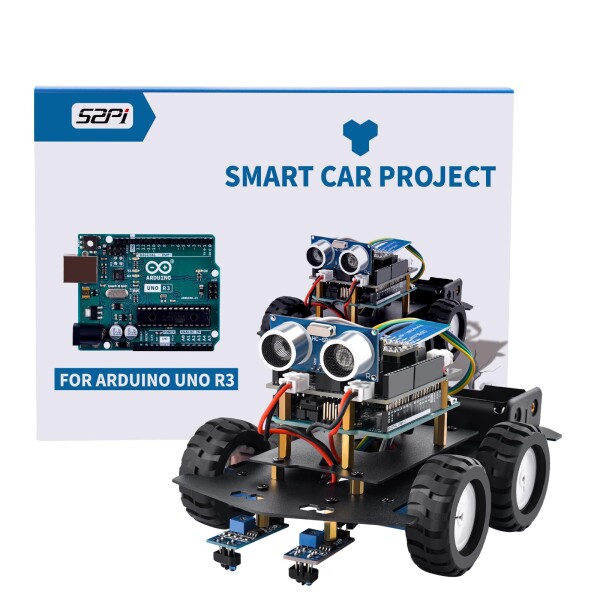 GeeekPi スマートロボットカーキット Arduino UNO R3 用、STEM プログラミング教育電子キット/科学コーディングキット、UNO R3 ボード付き