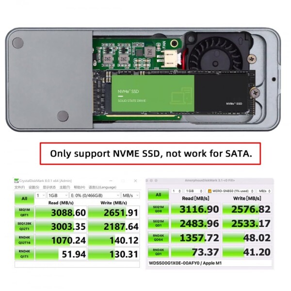 CY USB4.0 Type-C USB4 40Gbps から PCI-E 4.0 X4 SSD NVME NGFF M-Key エンクロージャ USB-C 20Gbps ASM2464 チップセット_6