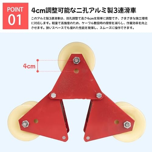 Bokuyoku 三連コロ ケーブルコロ ローラー延線用 耐磨耗性 コーナー用 ケーブル敷設 配線工事 電気工事や配管作業に最適 (工業用ナイロン)の通販は