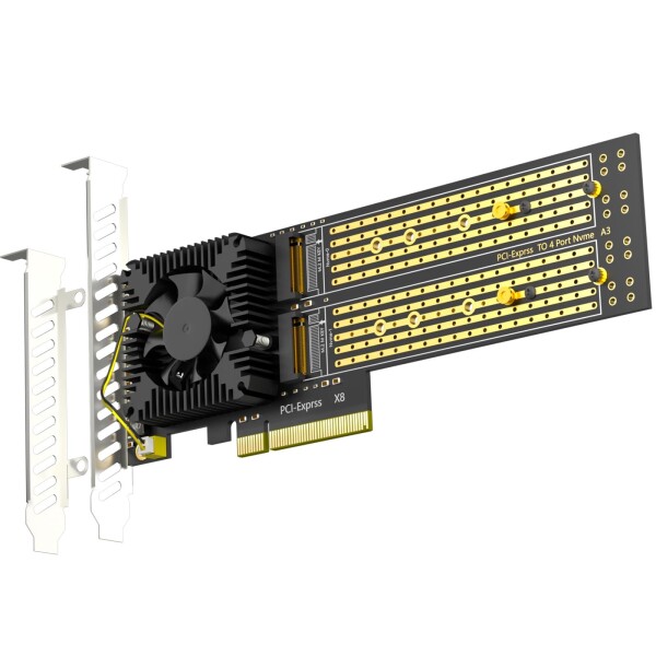 GLOTRENDS PA40 4枚のM.2 PCIe 変換アダプタ, PCIe 3.0 x8 インターフェース, PCIe 分岐機能に対応, M.2 NVMe ソフト RAID に対応