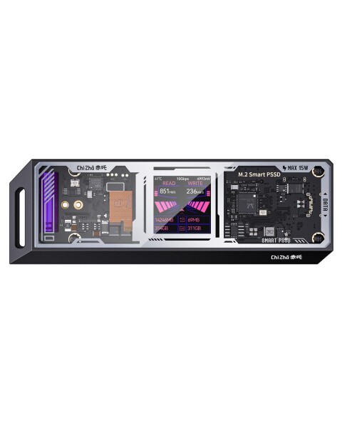 DOCKCASE &amp; CHIZHA M.2 NVMe SSDケース USB 3.2 Gen 2 Type-C (10 Gbps) IPS液晶ディスプレイと10秒 電源保護(PLP) 2230/2242/2260/2280サイズのNVMe PCIeに対応するnvme ハードディスクケース(黒)