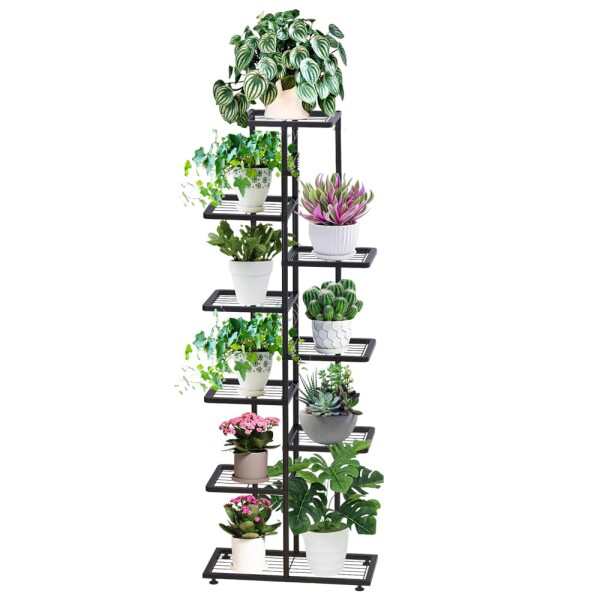 PSHUN RIGH多目的プラントスタンド、鉢植えホルダー付き、ブラック立型植物棚、鉢植えの展示棚、花や植物を飾るリビングとオフィス6段階/7段階/8段階/9段階の金属多層棚 (9段階)の通販は