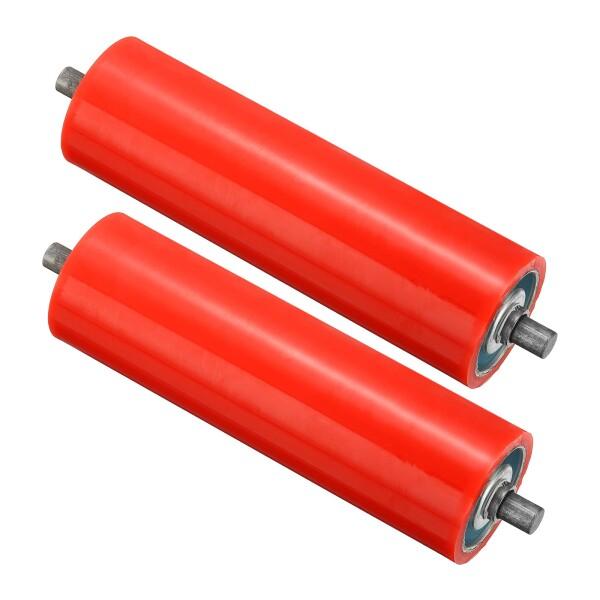 PATIKIL ポリウレタンコーティングコンベアローラー 直径4" 長さ8" 2個パック ステンレススチールトランスミッション交換部品 亜鉛メッキエンド レッドの通販は 7,209円