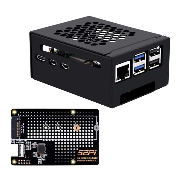 GeeekPi メタルケース N07 M.2 NVMe SSD Pip PCIe ペリフェラルボード底部 Raspberry Pi 5 用、サポート M.2 Key-M NVMe SSD 2230/2242/2260/2280の通販は