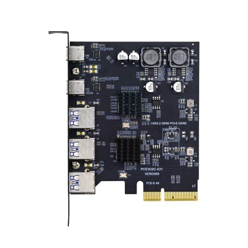 Xiwai Superspeed 10Gbps PCIE USBカード PCI-E Express to 3ポート Type-A USB3.0 バックパネルソケット & デュアル USB3.1 USB-C Type-C拡張アダプター ASM3142 VL822の通販は