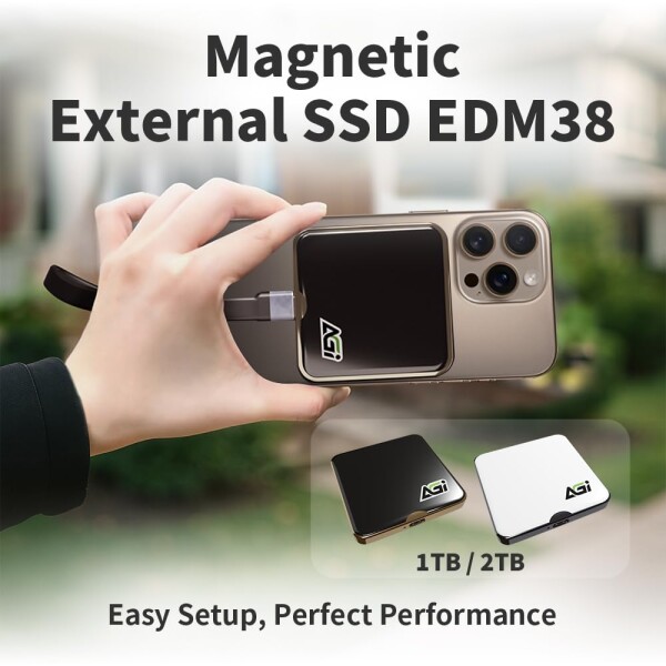 AGI 外付けSSD 2TB 白 磁気 読み取り最大 2050MB/秒 USB 3.2 Gen2x2 Type-C