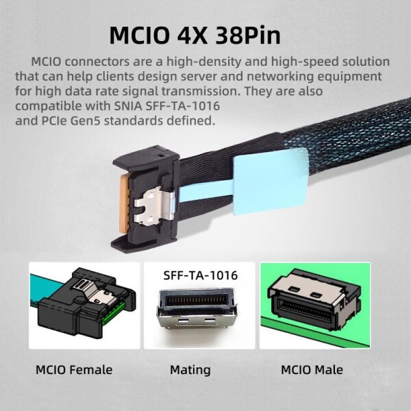 CY ケーブル MCIO 4x ミニ クール エッジ IO から U.2 SFF-8639 NVME PCIe PCI-Express コード、メインボード SSD 用_2