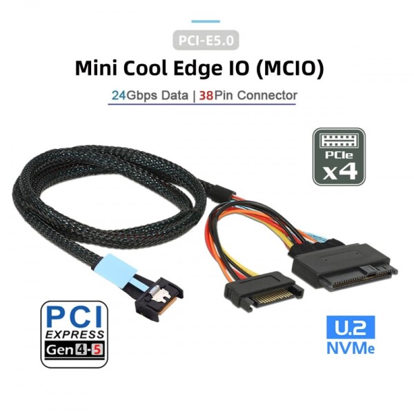 CY ケーブル MCIO 4x ミニ クール エッジ IO から U.2 SFF-8639 NVME PCIe PCI-Express コード、メインボード SSD 用_3
