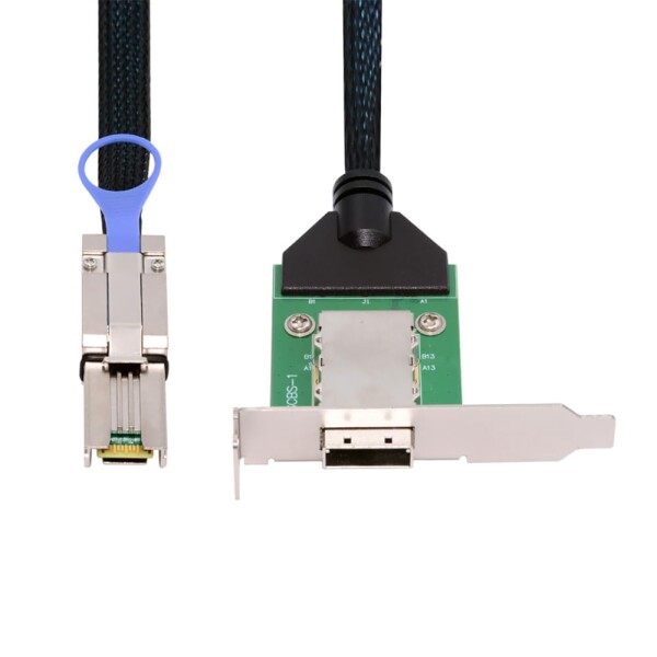 xiwai Mini SAS 外部 SFF-8088 オス - SFF-8088 メス 26ピン 延長ケーブル 50cm PCBA ロープロファイルブラケット付き_7