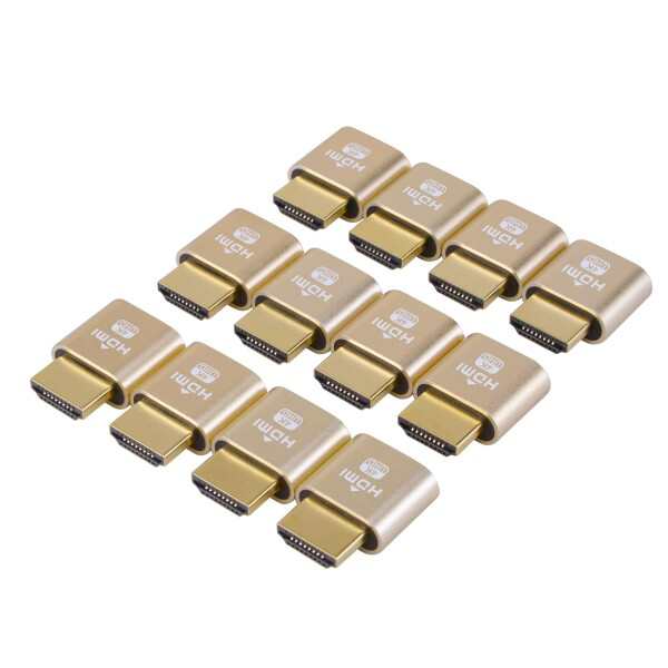 Rongdeson HDMI ダミープラグ 仮想ディスプレイ 4K @ 60Hz DDC EDID エミュレーター コネクタ、1920x1080 〜 4096x2160 をサポート - 12個 ゴールドの通販は