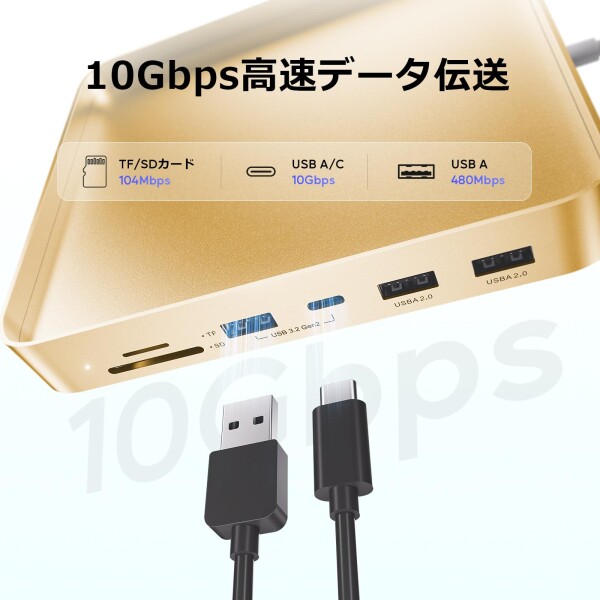 PULWTOP 7 in 1 USB C ハブ iMac 24インチ 2021/2023専用 iMac M1/M3 アクセサリー USB Hub ハブ M.2 NVMe SSDスロット搭載 (SSD含まない) 1 x USB-C 3.2 Gen 2, 1 x USB-A 3.2 Gen 2, 2 x USB 2.0, SD/TF カードリーダー イエロー_4