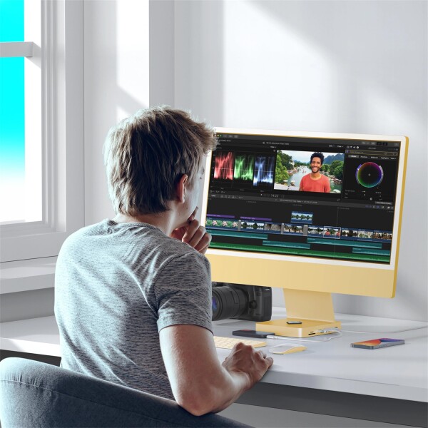 PULWTOP 7 in 1 USB C ハブ iMac 24インチ 2021/2023専用 iMac M1/M3 アクセサリー USB Hub ハブ M.2 NVMe SSDスロット搭載 (SSD含まない) 1 x USB-C 3.2 Gen 2, 1 x USB-A 3.2 Gen 2, 2 x USB 2.0, SD/TF カードリーダー イエロー_7
