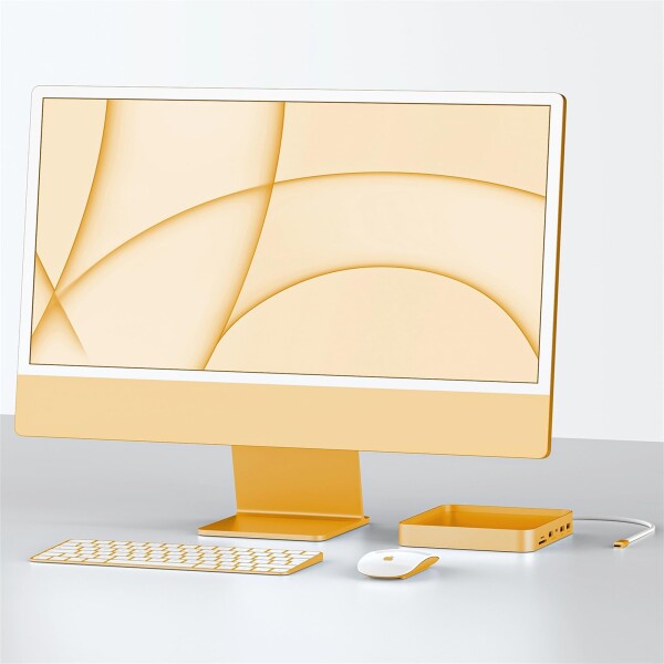 PULWTOP 7 in 1 USB C ハブ iMac 24インチ 2021/2023専用 iMac M1/M3 アクセサリー USB Hub ハブ M.2 NVMe SSDスロット搭載 (SSD含まない) 1 x USB-C 3.2 Gen 2, 1 x USB-A 3.2 Gen 2, 2 x USB 2.0, SD/TF カードリーダー イエロー_8