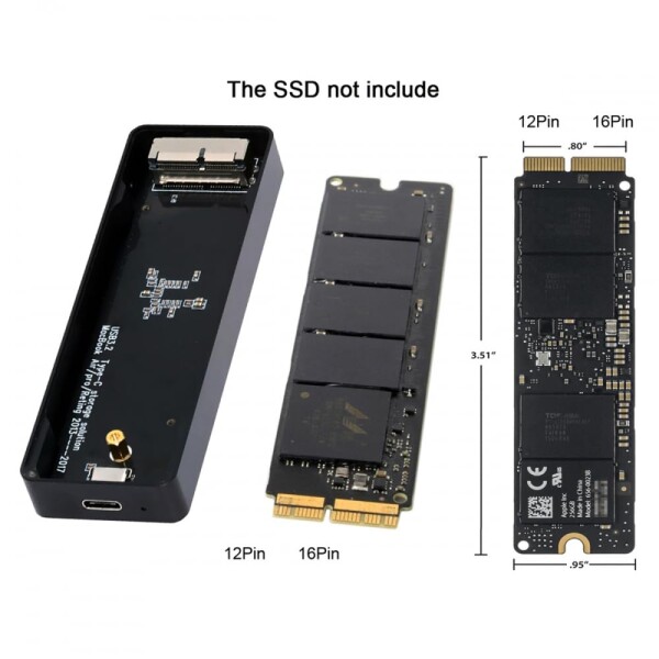 CY アダプター 20Gbps USB3.2 タイプ C USB-C から 16+12 ピン モバイル ボックス HDD エンクロージャ MAC Air Pro 2013 2014 2015 2016 2017 SSD ポータブル ケース用_1