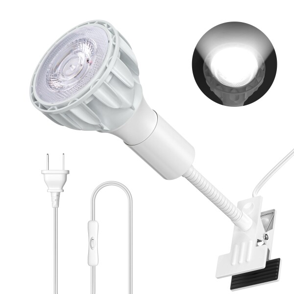 Pispoer クリップランプ、24W 植物育成ランプ、演色性 RA98 フルスペクトル（植物育成光を満足）、色温度5800K(昼白色)、グースネック長 13.5CM、スイッチ線長 1.65M、（ホワイト）の通販は