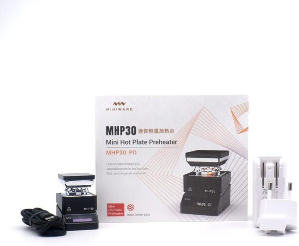 TOOLSAVING ホットプレート予熱器 調整可能恒温加熱システム 60W 30x30mm 100-350[度]加熱可能 回路基板用予熱ステーション リワーク予熱器プラットフォーム はんだ加熱 電子作業/電気DIY用 PDアダ