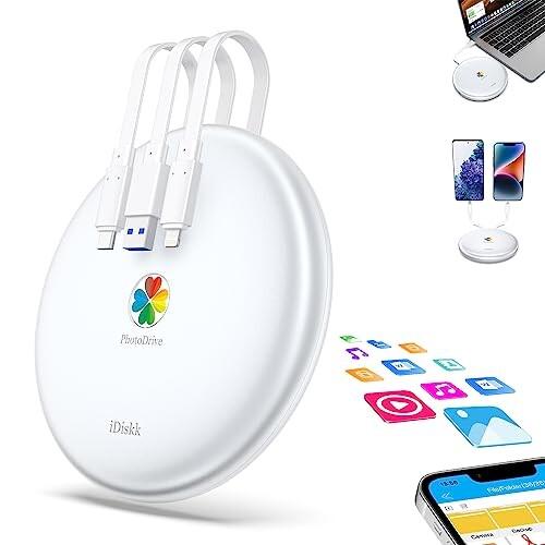 Mfi認定 iDiskk 1TB 外付けハードドライブ iPhone iPad Android フォトスティックストレージドライブ iPhone 14/13/13シリーズ/12/12 Pro Max/12 pro/並行輸入品 iDiskk iPhone iPad 専用 ハードディスク 1TB USB3.0 Apple