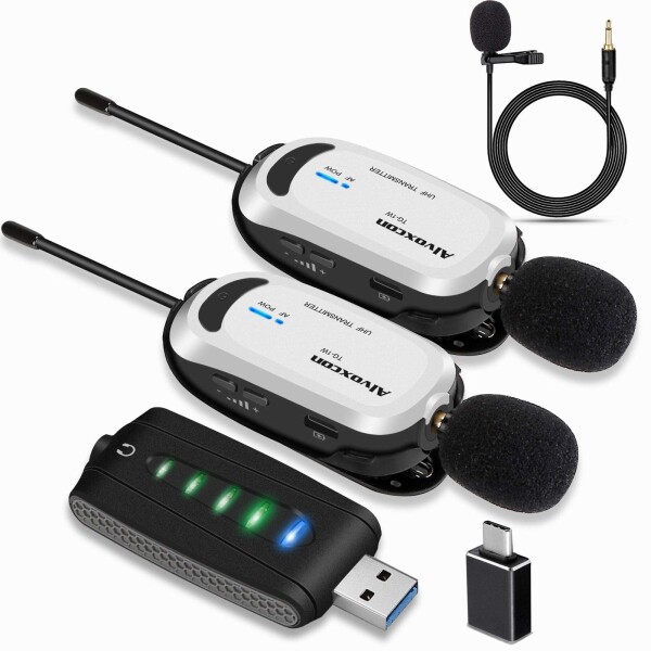 ワイヤレスマイク USB 無線ピンマイク PC スマホ対応 軽量 小型 2人用 UHF モニタリング Zoom YouTube 録音録画 日本語説明書 iPhone Android用 UM320