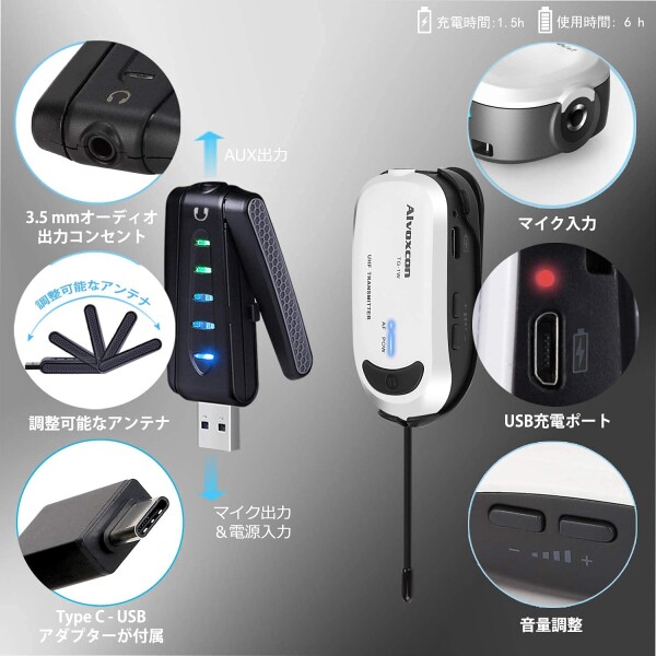 ワイヤレスマイク USB 無線ピンマイク PC スマホ対応 軽量 小型 2人用 UHF モニタリング Zoom YouTube 録音録画 日本語説明書 iPhone Android用 UM320_5