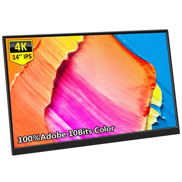 Corkea 14インチモバイルモニター 4K解像度 3840*2160 モバイルディスプレイ Adobe RGB 100%色域 IPSパネル 狭額デザイン 薄型 軽量 USB Type-C/HDMI/Mini DP スタンド付